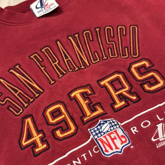 VINTAGE San Francisco 49ers Red Crewneck Sweatshirt size L pre-owned. - Picture 3 of 9